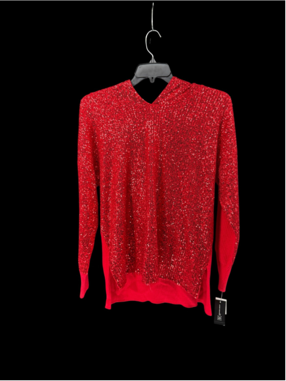 Women's INC International Concepts Sequin Hoodie Red 2X